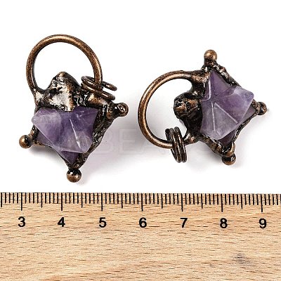 Natural Amethyst Merkaba Star Pendants G-C144-02R-01-1