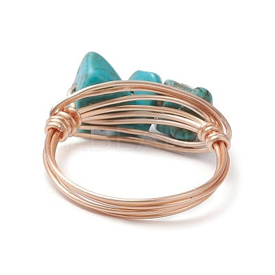 4Pcs 4 Style Natural & Synthetic Mixed Gemstone Chips Braided Bead Finger Rings RJEW-TA00111-1