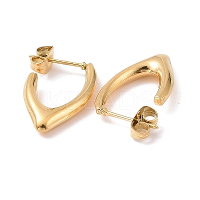 Ion Plating(IP) 304 Stainless Steel V-shape Stud Earrings X-EJEW-G293-26G-1
