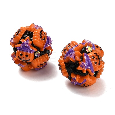 Halloween Theme Polymer Clay Rhinestone Beads with Resin RESI-Z045-02B-01-1
