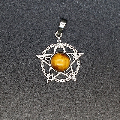 Natural Tiger Eye Pendants PW-WG18192-24-1