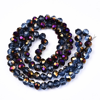 Electroplate Transparent Glass Beads Strands X-EGLA-A034-T6mm-F24-1