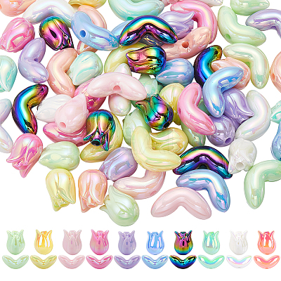 80Pcs 20 Styles UV Plated Acrylic Beads OACR-SC0001-86-1