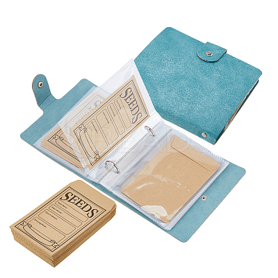 5 Inch PU Leather Cover Garden Seed Storage Organizer 2-Ring Binder Album DIY-FH0009-80A-1