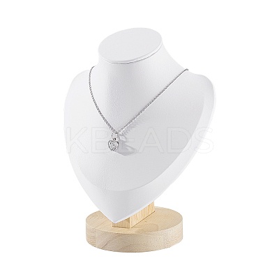 Bust PU Leather & Wooden Necklace Display Stands NDIS-WH0020-02A-01-1