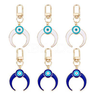 4Pcs 2 Colors Alloy Enamel Turkish Evil Eye Pendant Decoration KEYC-AR0001-13-1
