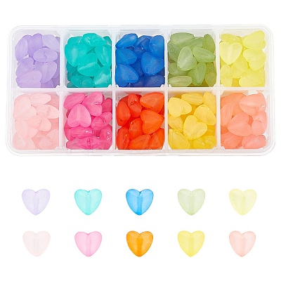 200Pcs 10 Colors Transparent Acrylic Beads FACR-CA0001-01-1