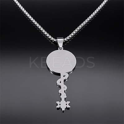 304 Stainless Steel Hecate's Wheel Key Pendant Necklaces for Women FS-WG4FA44-01-1
