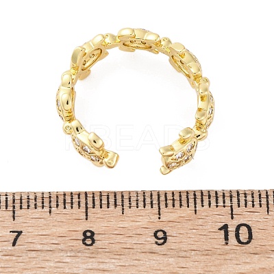 Brass Micro Pave Clear Cubic Zirconia Cuff Rings for Women RJEW-G345-01G-1