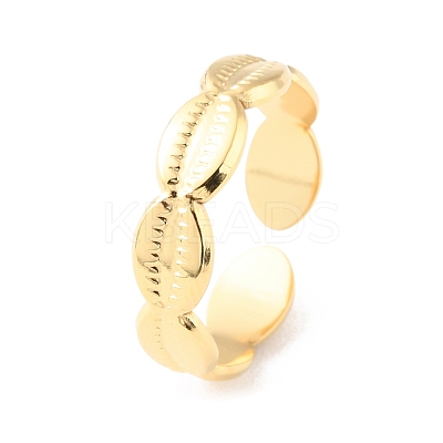 304 Stainless Steel Shell Wrap Open Cuff Rings RJEW-D002-29G-1