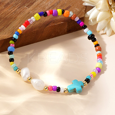 Glass Seed Beaded Stretch Bracelets LS-FX6594-5-1