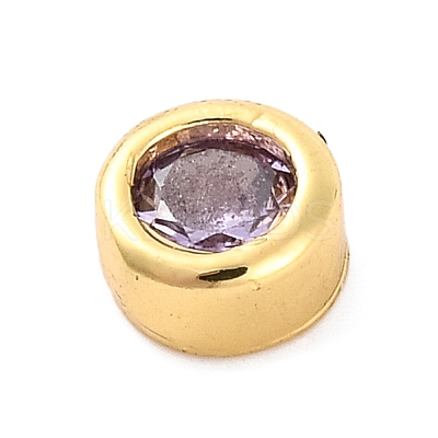 Rack Plating Flat Round Brass Micro Pave Cubic Zirconia Cabochons KK-F874-03G-09-1