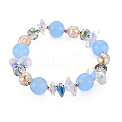 Faceted Glass Beads Stretch Bracelets BJEW-Q997-003-RS-1