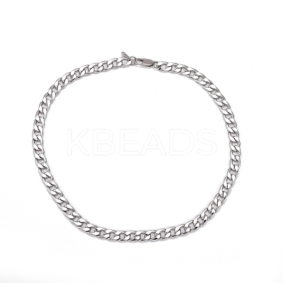 Tarnish Resistant Unisex 304 Stainless Steel Cuban Chain Necklaces NJEW-JN03489-01-1