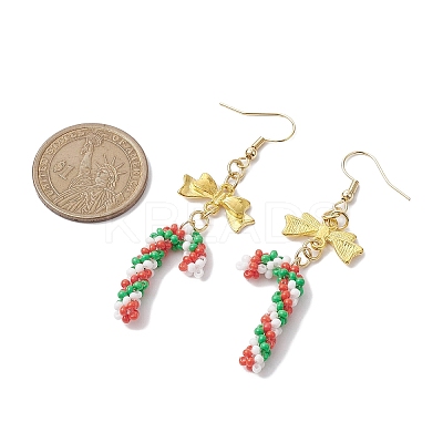 Christmas Theme Glass Seed Beaded Dangle Earrings for Women EJEW-MZ00215-1