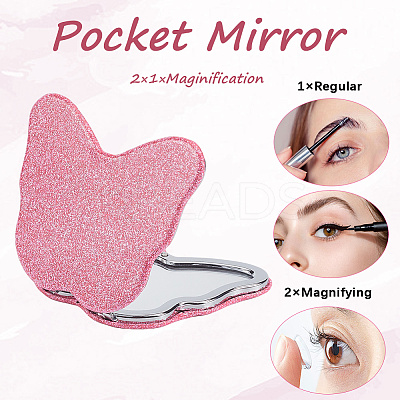 1Pc ABS & Glass Mirror Portable Makeup Folding Mirror AJEW-SP0001-60C-1