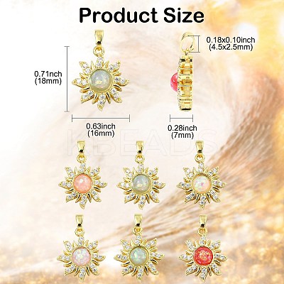 6Pcs 6 Colors Rack Plating Brass Pendants KK-CJ0002-42-1