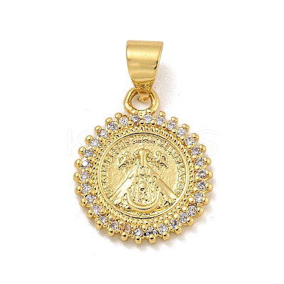 Rack Plating Brass Micro Pave Cubic Zirconia Pendants KK-C074-48G-1