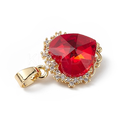 Real 18K Gold Plated Rack Plating Brass Micro Pave Clear Cubic Zirconia Pendants KK-C015-05G-02-1