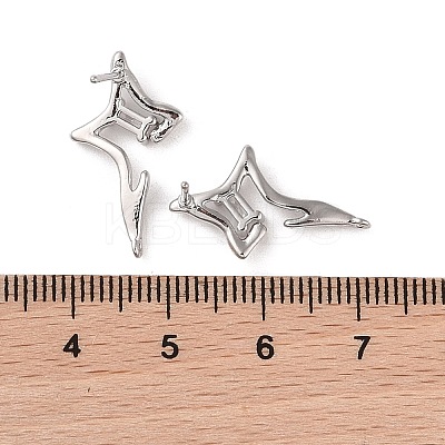Brass with Cubic Zirconia Rhombus Stud Earring Findings LS-KK-B087-05P-1
