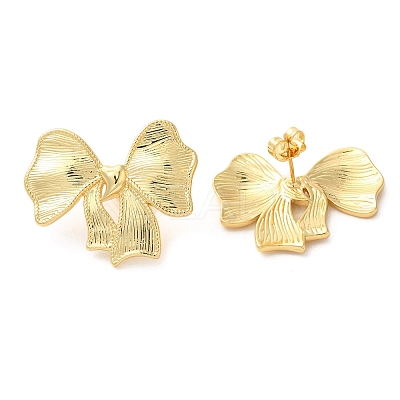 Real 18K Gold Plated Brass Stud Earrings EJEW-G382-11B-G-1