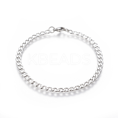 Tarnish Resistant 304 Stainless Steel Curb Chain Bracelets BJEW-E369-12P-1