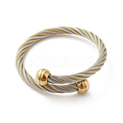 304 Stainless Steel Torque Bangles Bangles for Women BJEW-M042-07GP-1