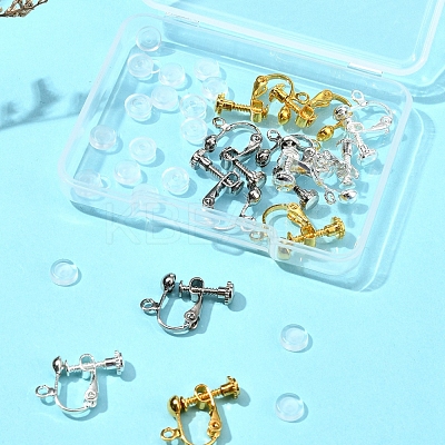 12Pcs 3 Colors Brass Screw On Clip-on Earring Findings KK-FS0001-29-1