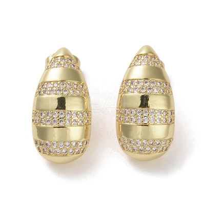 Brass Micro Pave Cubic Zirconia Stud Earrings EJEW-H308-08G-04-1