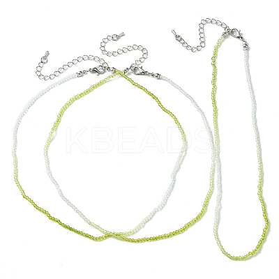 Faceted Rondelle Glass Beaded Necklace for Women NJEW-M208-02J-1