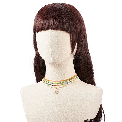4Pcs 4 Style Glass Seed Imitatin Pearl Beaded Necklaces Set NJEW-JN04012-1