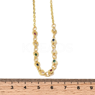 Brass Micro Pave Cubic Zirconia Heart Pendant Necklaces NJEW-B157-13G-1