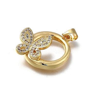 Brass Micro Pave Cubic Zirconia Pendants KK-C090-04A-G-1