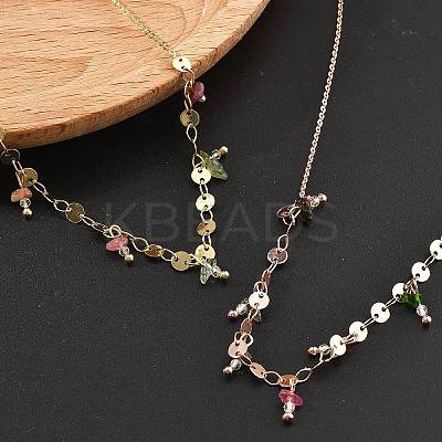 Brass Rolo & Flat Sequin Chains Necklaces for Women NJEW-D302-55-1
