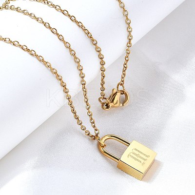 304 Stainless Steel Rolo Chain Pendant Necklaces NJEW-S444-01G-13-1