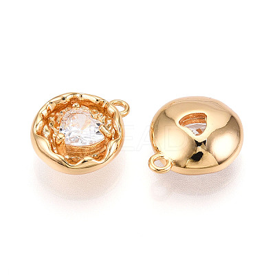 Brass Micro Pave Cubic Zirconia Charms KK-N262-114A-G-1