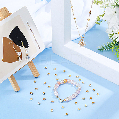 400Pcs Brass Crimp Beads Covers KK-DC0004-78G-1