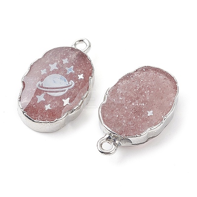 Natural Strawberry Quartz Oval Pendants G-C102-07P-04-1