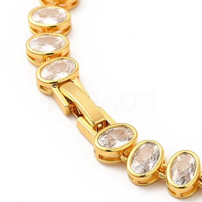 Clear Cubic Zirconia Oval Link Chain Necklace NJEW-E074-02G-1