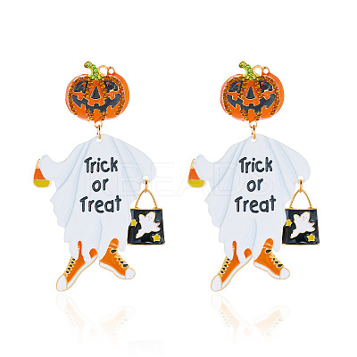 Halloween Alloy Enamel & Rhinestone Stud Dangle Earrings WGDC089-01-1