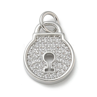 Rack Plating Brass Micro Pave Cubic Zirconia Pendants KK-K392-43P-1