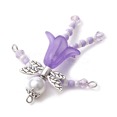 Glass Seed & Acrylic Pearl Beaded Big Pendants PALLOY-MZ00194-04-1