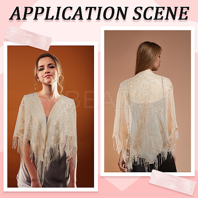 Lace Flower Detachable Polyester Shawl AJEW-WH20072-43A-1