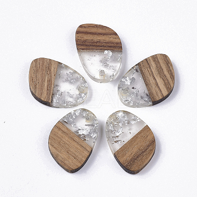 Transparent Resin & Walnut Wood Pendants X-RESI-Q210-006A-A02-1