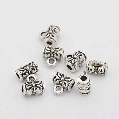 Tibetan Style Alloy Column Carved Flower Bail Beads LS-TIBEB-O004-50-1