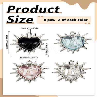 8Pcs 4 Colors Alloy Pendants FIND-LP0005-72P-1