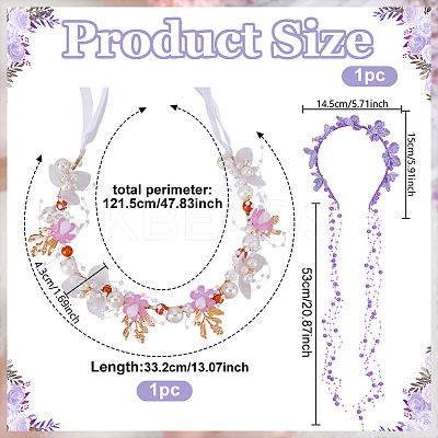 1Pc Imitation Pearl Ribbon Hair Bands OHAR-NB0001-33B-1
