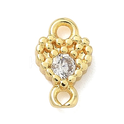 Brass Pave Cubic Zirconia Heart Connector Charms KK-G548-18G-03-1