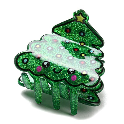 Christmas Theme Glitter Acrylic Claw Hair Clips PHAR-R179-05-1