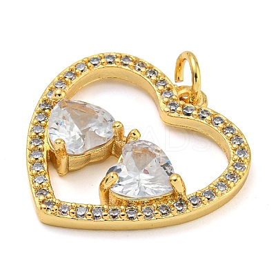 Rack Plating Brass Micro Pave Clear Cubic Zirconia Pendants KK-Z063-10G-03-1